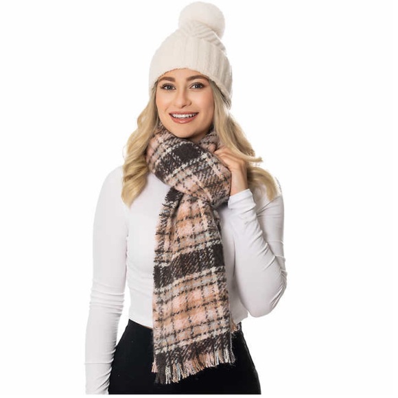 Emanuel Geraldo Ladies Scarf and Beanie Set ~ WHITE - Picture 5 of 5